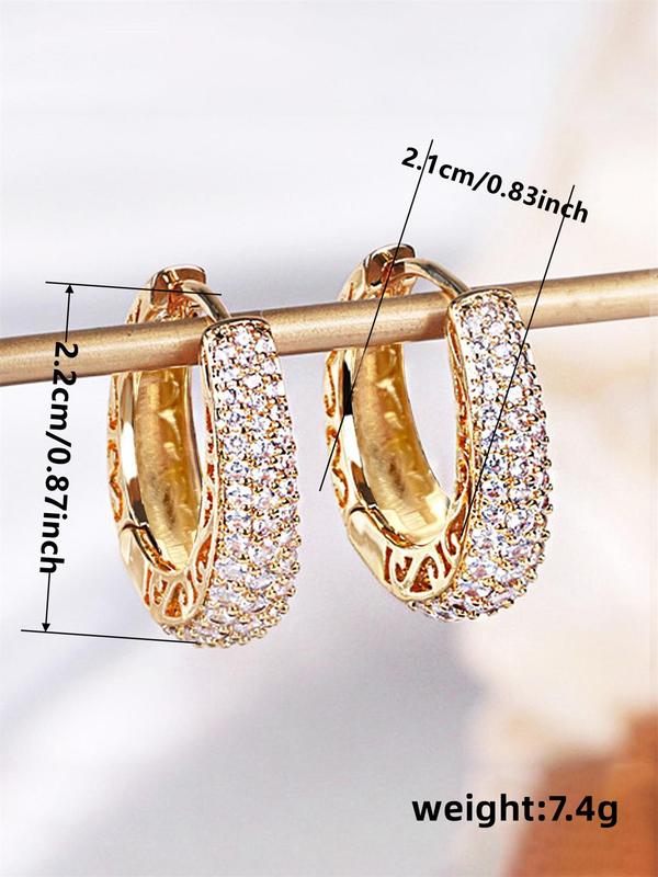 Women's Elegant Rhinestone Decor Hoop Earrings, 1 Pair Exquisite Trendy Hoop Earrings, Chic Gorgeous Jewelry As Gift for Girlfriend for Party Decor