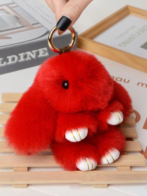 Cute Plush Rabbit Design Keychain, 2024 New Style Fashionable Plush Keychain for Women & Men, Keychain for Car, Key, Trendy All-match & Exquisite Keychain for Birthday Gift