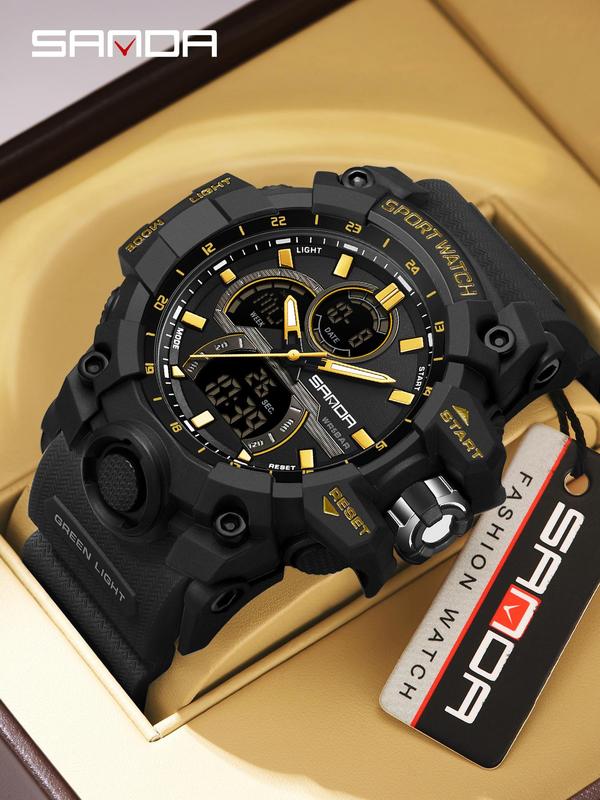 Men's Fashion Sportive Waterproof Digital Watch, Casual Trendy Luminous Digital Watch, Multifunctional Electronic Watch with Box