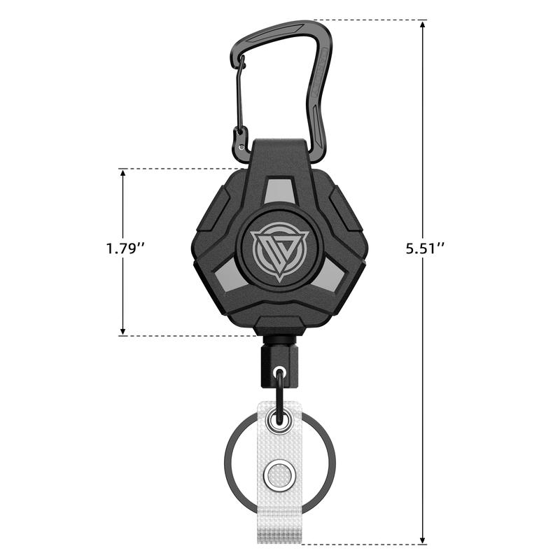 Oaridey 2 Pack Badge Reels Retractable, Heavy Duty Retractable Keychain, Tactical ID Badge Holder with Upgraded Zinc Alloy Carabiner, 31.5'' Coated Steel Cord, Bearing 8.0 oz- Black