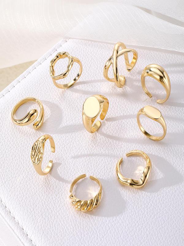 Hollow Out Design Cuff Ring Set, Adjustable Open Ring Set, Fashion Accessories for Women & Girls, Trendy All-match & Exquisite Jewelry for Birthday Gift