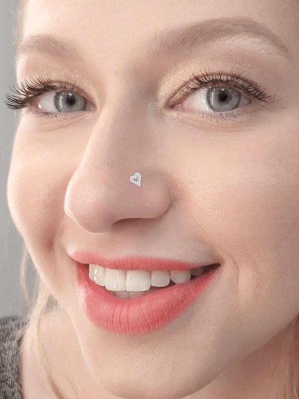 Elegant Rhinestone Decor Nose Ring, Nose Piercing Kit, Nose Ring & Studs for Women, Body Jewelry for Party, Daily Clothing Decor, Exquisite Summer 2024 Jewelry for Gift, Fall Outfits, Fall Freshness