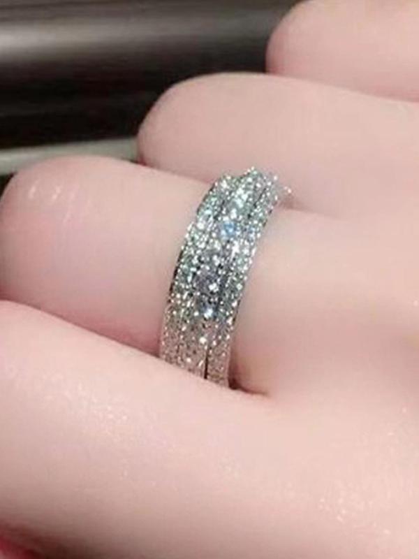 Women's Elegant Rhinestone Decorated Ring, 2024 New Style Exquisite Trendy Ring, Fashionable Engagement Rings for Women As Gift for Party Decoration