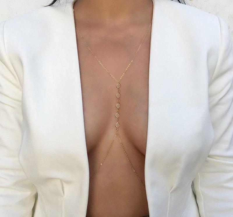 Gold Body Chain for Women, Sexy Simple Bikini Body Chain