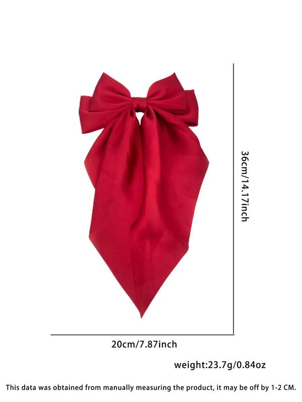 Solid Color Bow Decor Hair Clip, Casual Tiered Layered Long Tail Hair Accessories for Women & Girls, Headwear for Thick Hair, Fall Outfits, Fall Freshness