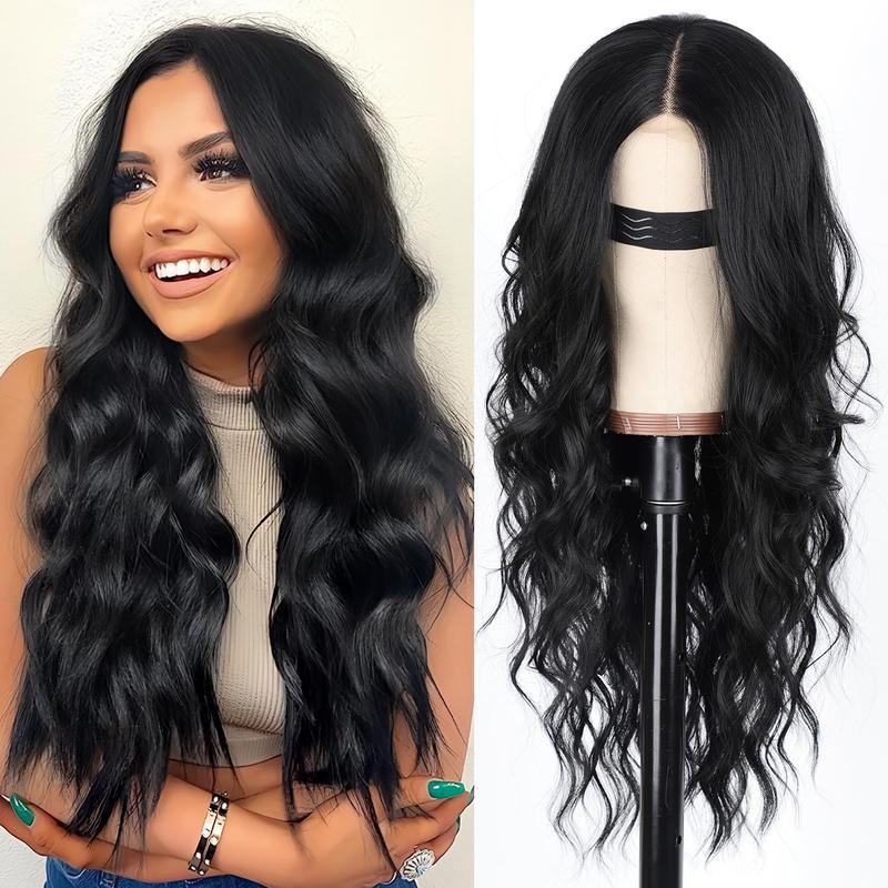 AISI HAIR Long Wavy Lace Hairline Wig for Women 26 Inch Middle Part Synthetic Heat Resistant Wig for Daily Party