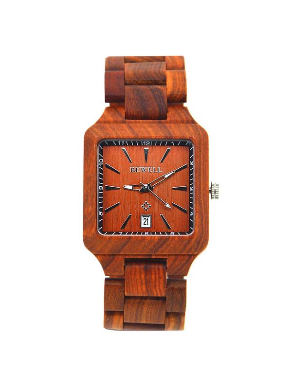 Men's Classic Business Square Dial Analog Quartz Watch, Casual Wooden Strap Wristwatch, Perfect Gift for Men, with Box