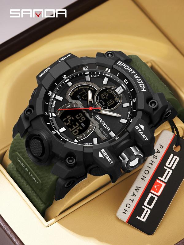 Men's Fashion Sportive Waterproof Digital Watch, Casual Trendy Luminous Digital Watch, Multifunctional Electronic Watch with Box