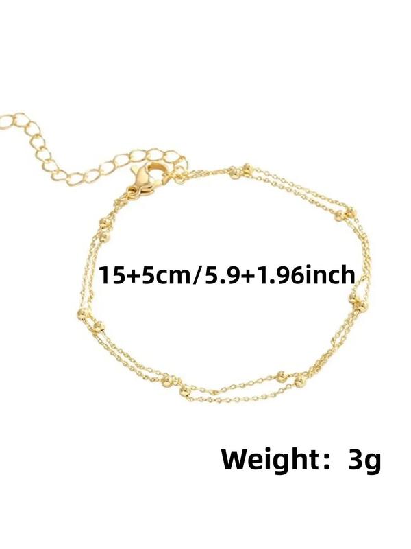 Minimalist Double Layer Ball Decor Link Bracelet, Simple Trendy Wristband Jewelry for Women for Gift, Classic Fashion Accessories for Daily Wear