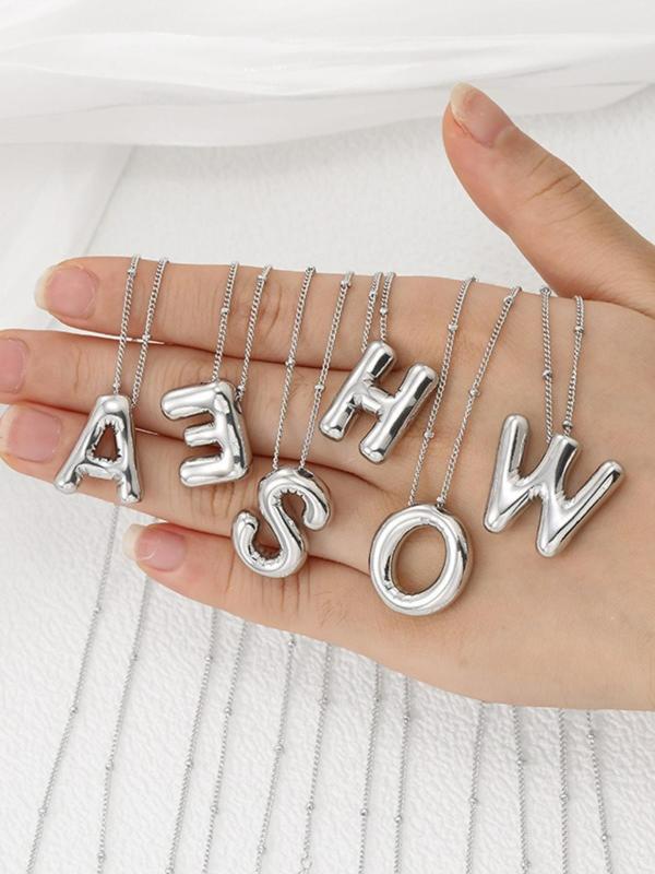 Cute Bubble Letter Design Pendant Necklace, 2024 New Style Fashionable Vintage Jewelry for Women & Girls, Exquisite and Versatile Charm Accessories for Daily Wear