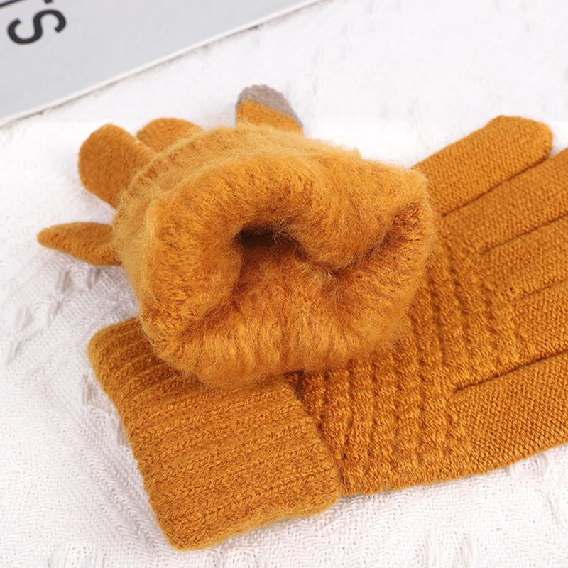 Knitted Thermal Winter Woolen Gloves, 1 Pair Solid Color Touch Screen Thickened Sports Gloves for Cycling Hiking, Sports & Outdoor Accessories, Christmas Gift