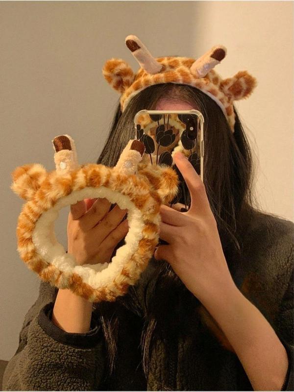 Cute Giraffe Design Plush Hair Band, Fashionable Hair Accessories for Women & Girls, Lovely Hairwear for Daily Used