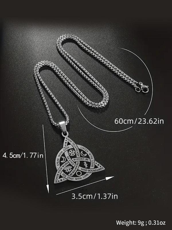 Vintage Viking Witch Celtic Knot Pendant Necklace, Stainless Steel Simple Gothic Necklace, Casual Matching Jewelry for Women Men, Streetwear Hip Hop Accessory As Gift for Boyfriend & Girlfriend