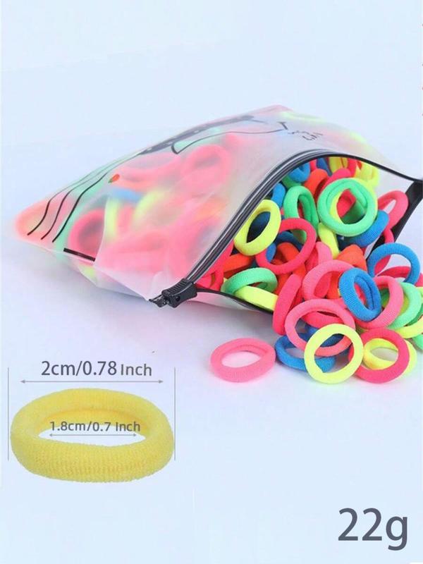 Random Color Hair Tie Set, 100pcs Cute Colorful Hair Scrunchies, High Stretch Nylon Hair Ties, Fashion Hair Accessories for Women & Girls, Minimalist Headwear Suitable for Thick Hair