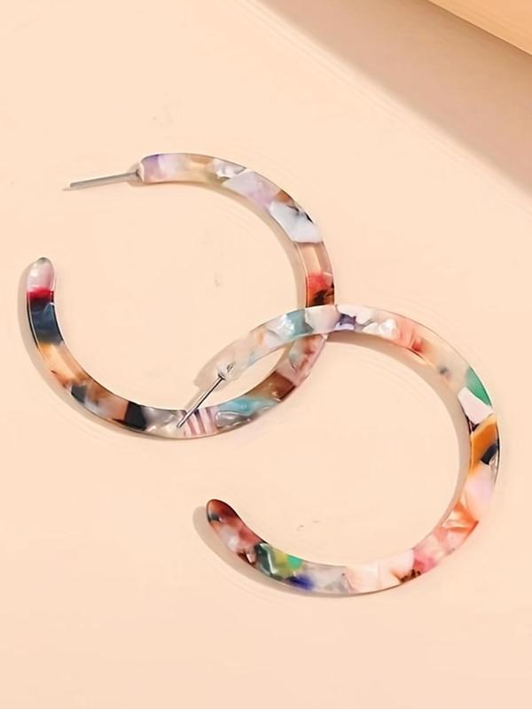 Random Color C-shaped Hoop Earrings, 1 Pair Fashion Jewelry for Party, Daily Clothing Decor, Trendy All-match & Exquisite Jewelry for Birthday Gift for Women