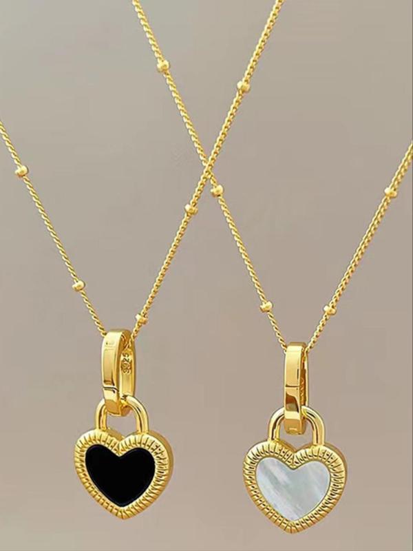 Women's Elegant Heart Design Pendant Necklace & Dangle Earrings, Exquisite Trendy Jewelry Set, Fashionable Jewelry Set As Gift for Women