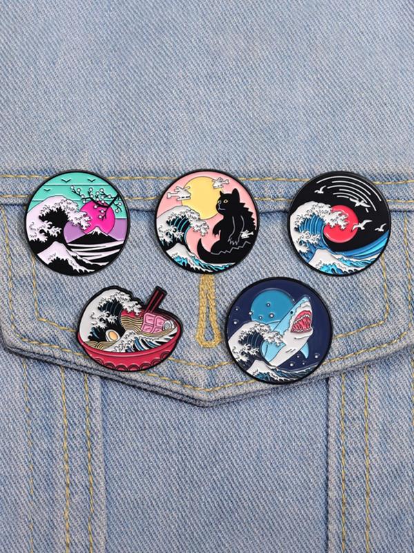 Cute Cartoon Landscape Series Brooch, Fashionable Clothes Accessories for Women & Men for Daily Clothing Decor, Trendy All-match & Exquisite Brooches for Birthday Gift