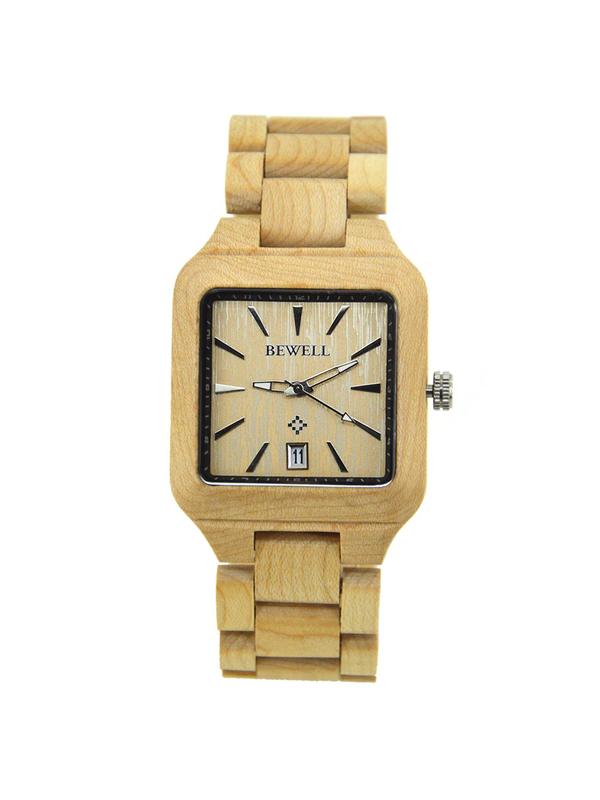 Men's Classic Business Square Dial Analog Quartz Watch, Casual Wooden Strap Wristwatch, Perfect Gift for Men, with Box