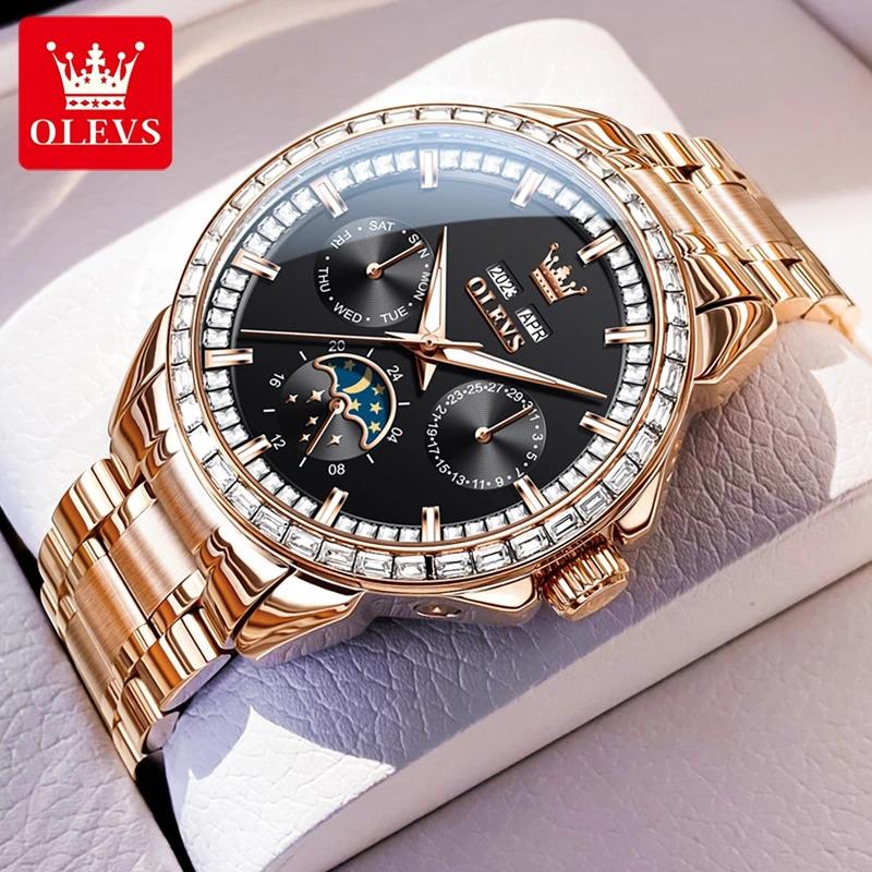 OLEVS 6695 Automatic Mechanical Men's Watches 24 Hours Moon Phase Wristwatch Luxury Brand Classic Original Watch Man