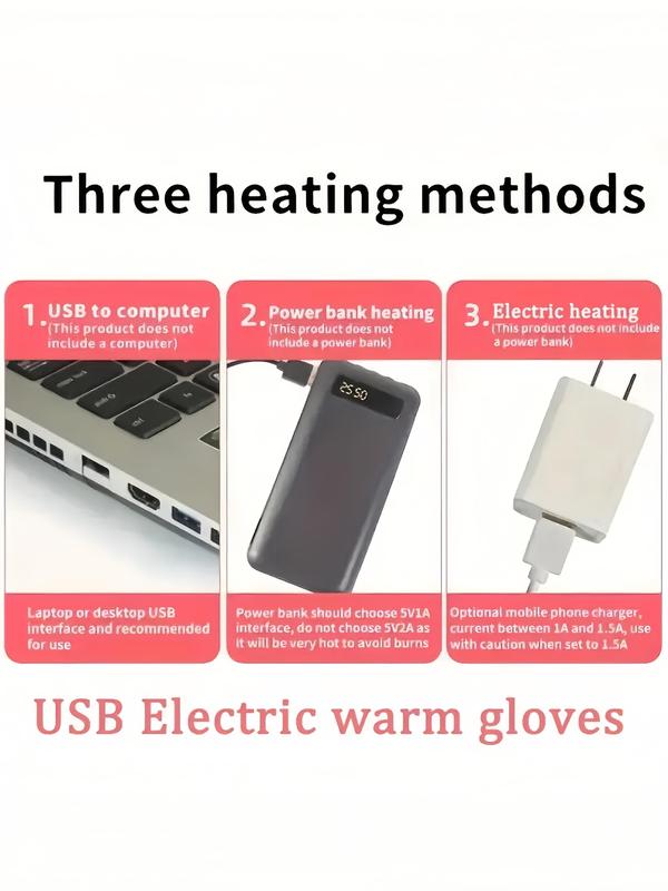 USB Rechargeable Heated Gloves, Unisex Touch Screen Thermal Gloves, Non-slip Warm Gloves for Outdoor Sports, Fashion Accessories for Men & Women