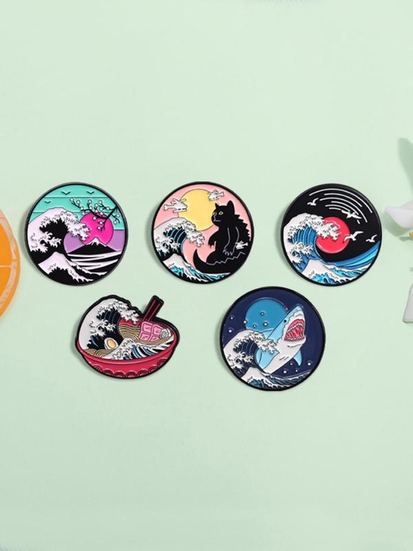 Cute Cartoon Landscape Series Brooch, Fashionable Clothes Accessories for Women & Men for Daily Clothing Decor, Trendy All-match & Exquisite Brooches for Birthday Gift