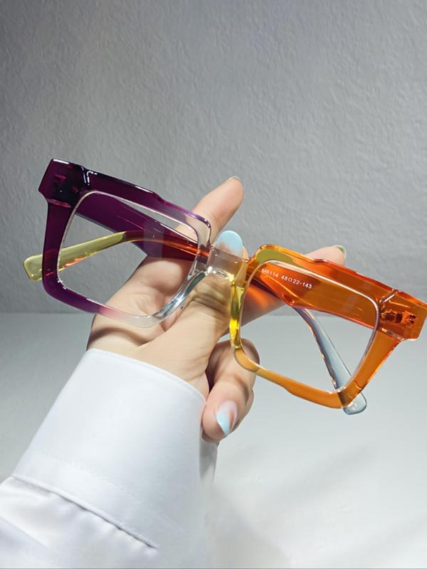 Women's Street Trend Square Frame Eyeglasses for Everyday Use, Trendy Candy Color Block Y2k Eyeglasses, Streetwear, Versatile Decorative Eyeglasses, Cool Female Accessories for Daily Use