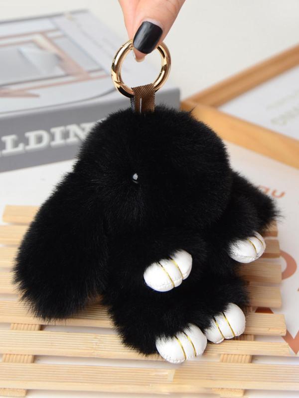 Cute Plush Rabbit Design Keychain, 2024 New Style Fashionable Plush Keychain for Women & Men, Keychain for Car, Key, Trendy All-match & Exquisite Keychain for Birthday Gift