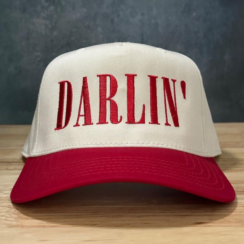 Vintage Style Darlin’ Embroidered Two Tone Canvas Snapback Trucker Hat