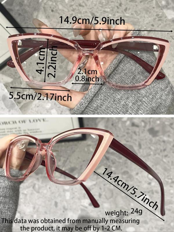 Trendy Cat Eye Frame Eyeglasses, Leopard & Colorblock Eyeglasses for Women & Men, Fashion Eyeglasses for Work, Daily Clothing Decor