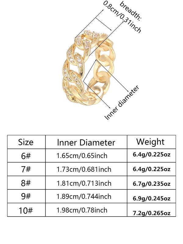 Women's Elegant Hollow Out Chain Design Rhinestone Decorated Ring, Fashion Jewelry for Party, Daily Clothing Decor, Trendy All-match & Exquisite Jewelry for Birthday Gift