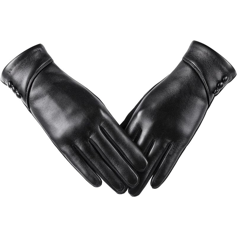 Womens Winter Leather Gloves Touch Screen Lined Windproof Warm Suede Fashion Dress Gloves