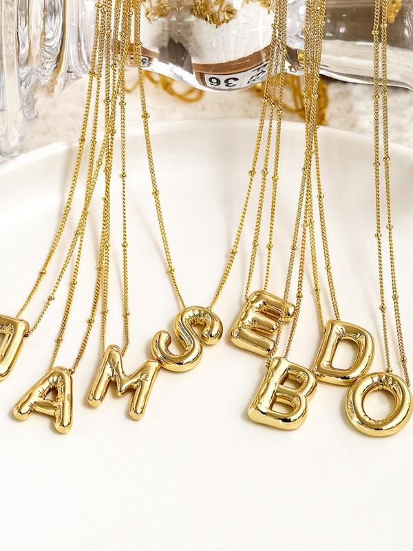 Cute Bubble Letter Design Pendant Necklace, 2024 New Style Fashionable Vintage Jewelry for Women & Girls, Exquisite and Versatile Charm Accessories for Daily Wear