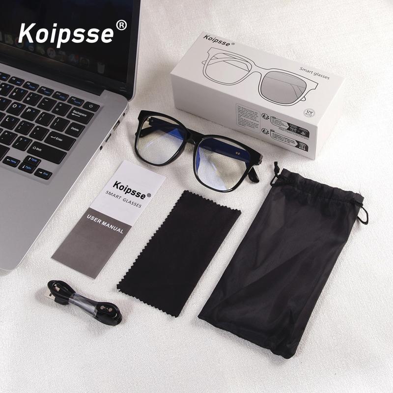 Kopisse Smart Glasses, Wireless Glasses with Magnetic Charging, Multifunctional Wireless Glasses with Mic & HiFi Headphone for Outdoor, Eye Glasses Camera