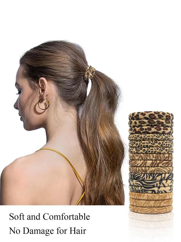 Leopard Pattern Hair Tie, High Stretch Hair Tie, Fashion Hair Accessories for Women & Girls, Minimalist Headwear Suitable for Thick Hair