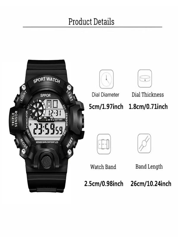 Men's Sporty Minimalist Digital Watch, Trendy Digital Watch with Luminous Dial & Date Display Function, Fashionable Accessories As Gift for Men