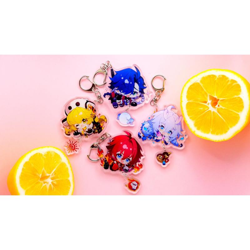 Honkai: Star Rail Character Keychains With Small Charm - Clear Acrylic - Ultra High Quality