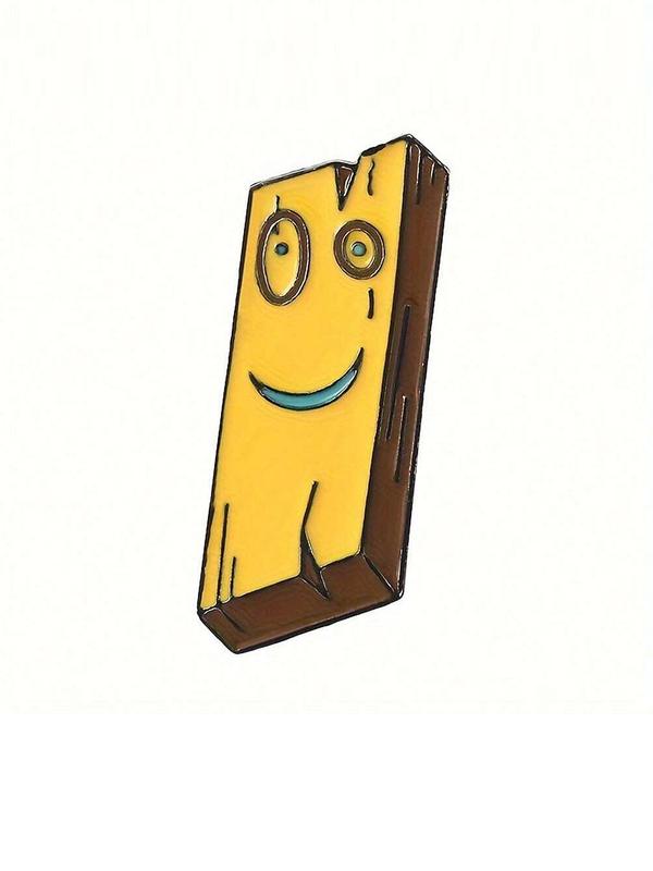 Cartoon Wooden Man Design Yellow Man Brooch, Enamel Pin Suitable for Backpacks, Jeans, Scarves, Hats Decoration, Trendy All-match & Exquisite Brooch for Birthday Gift