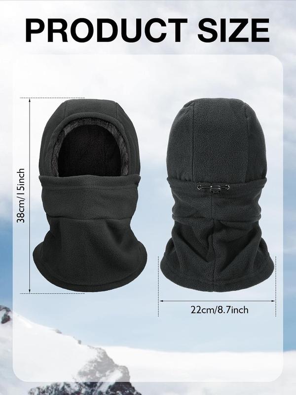 Winter Balaclava Hat Fleece Full Face Covering Scarf with Drawstring