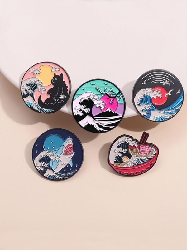 Cute Cartoon Landscape Series Brooch, Fashionable Clothes Accessories for Women & Men for Daily Clothing Decor, Trendy All-match & Exquisite Brooches for Birthday Gift