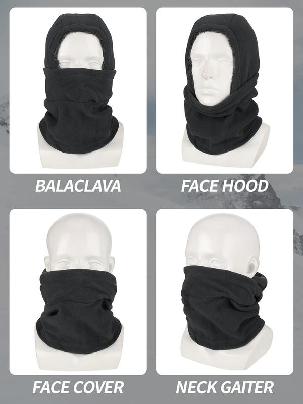 Winter Balaclava Hat Fleece Full Face Covering Scarf with Drawstring