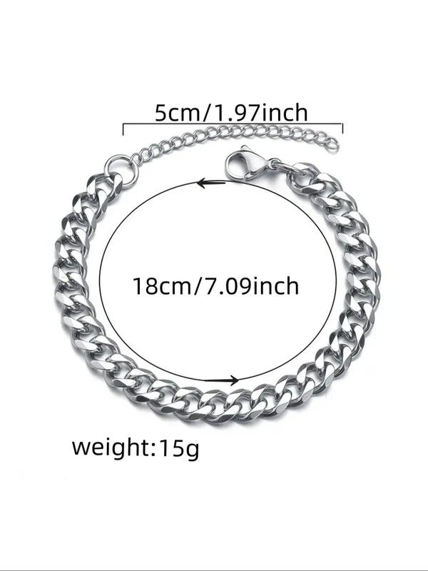 Men's Punk Style Stainless Steel Chain Bracelet, Fashionable Adjustable Bracelet for Party, Daily Clothing Decor, Trendy All-match & Exquisite Jewelry for Birthday Gift