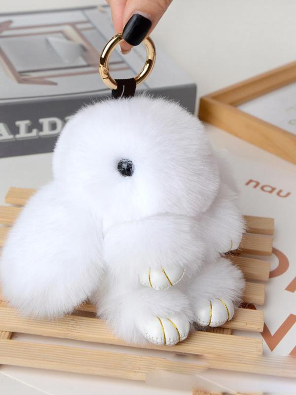 Cute Plush Rabbit Design Keychain, 2024 New Style Fashionable Plush Keychain for Women & Men, Keychain for Car, Key, Trendy All-match & Exquisite Keychain for Birthday Gift