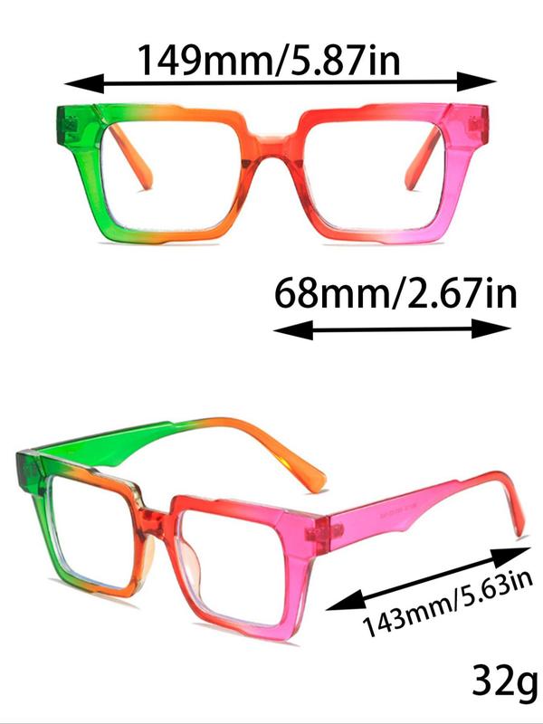 Women's Street Trend Square Frame Eyeglasses for Everyday Use, Trendy Candy Color Block Y2k Eyeglasses, Streetwear, Versatile Decorative Eyeglasses, Cool Female Accessories for Daily Use