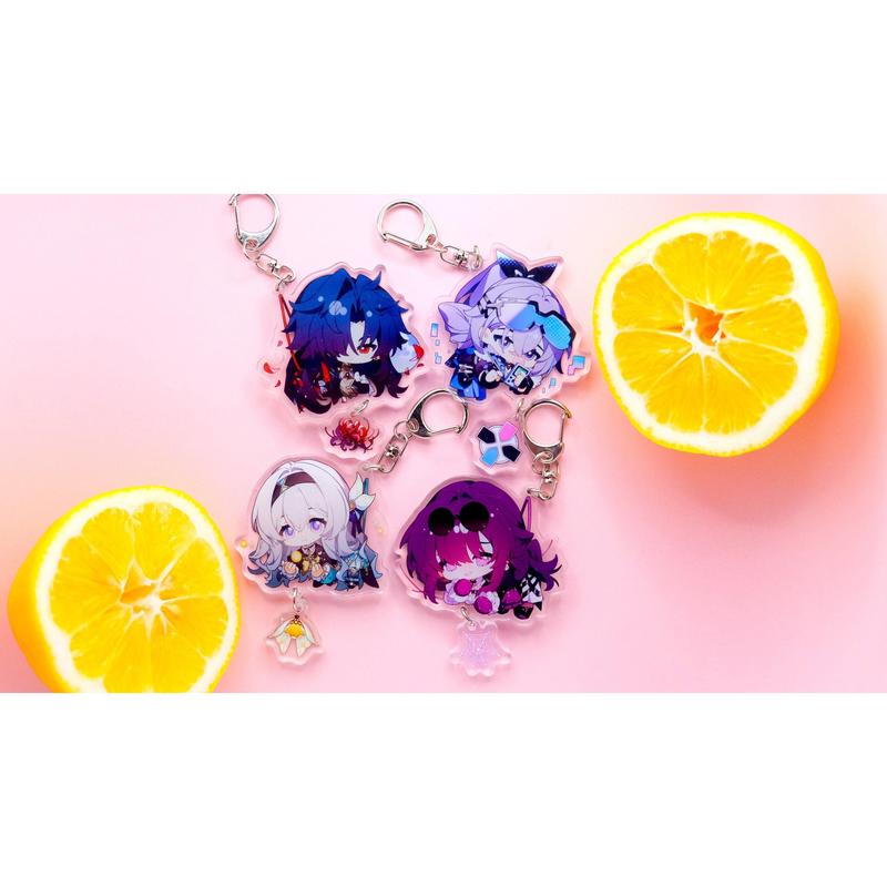 Honkai: Star Rail Character Keychains With Small Charm - Clear Acrylic - Ultra High Quality