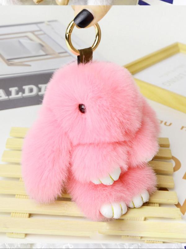 Cute Plush Rabbit Design Keychain, 2024 New Style Fashionable Plush Keychain for Women & Men, Keychain for Car, Key, Trendy All-match & Exquisite Keychain for Birthday Gift