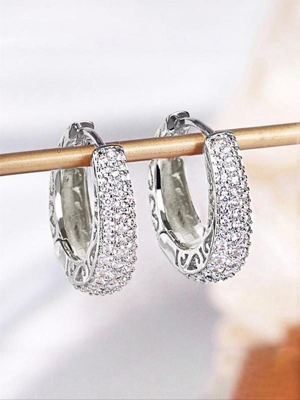 Women's Elegant Rhinestone Decor Hoop Earrings, 1 Pair Exquisite Trendy Hoop Earrings, Chic Gorgeous Jewelry As Gift for Girlfriend for Party Decor