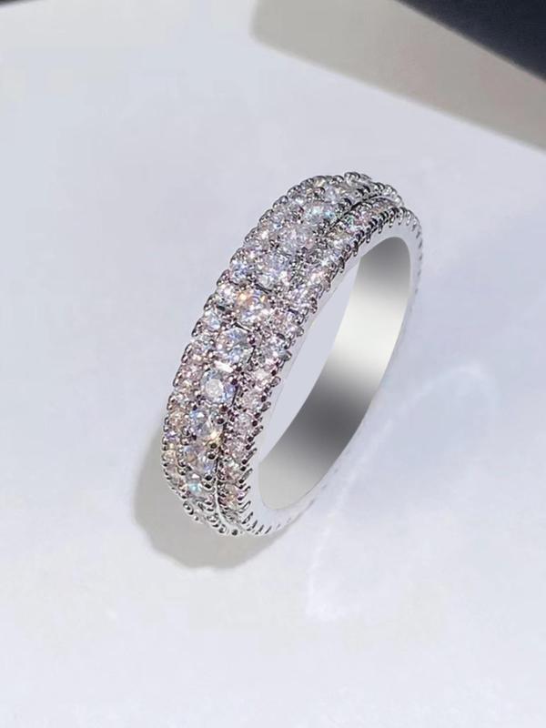 Women's Elegant Rhinestone Decorated Ring, 2024 New Style Exquisite Trendy Ring, Fashionable Engagement Rings for Women As Gift for Party Decoration