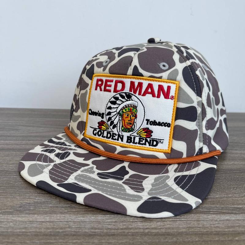 Retro Vintage Coors Banquet, Red Man, Miller Lite, Busch Lite Camouflage Rope-Brim SnapBack Hat