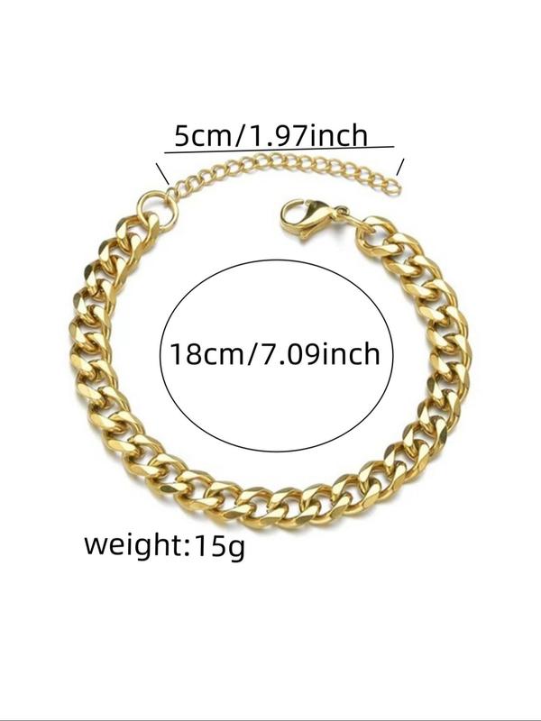 Men's Punk Style Stainless Steel Chain Bracelet, Fashionable Adjustable Bracelet for Party, Daily Clothing Decor, Trendy All-match & Exquisite Jewelry for Birthday Gift