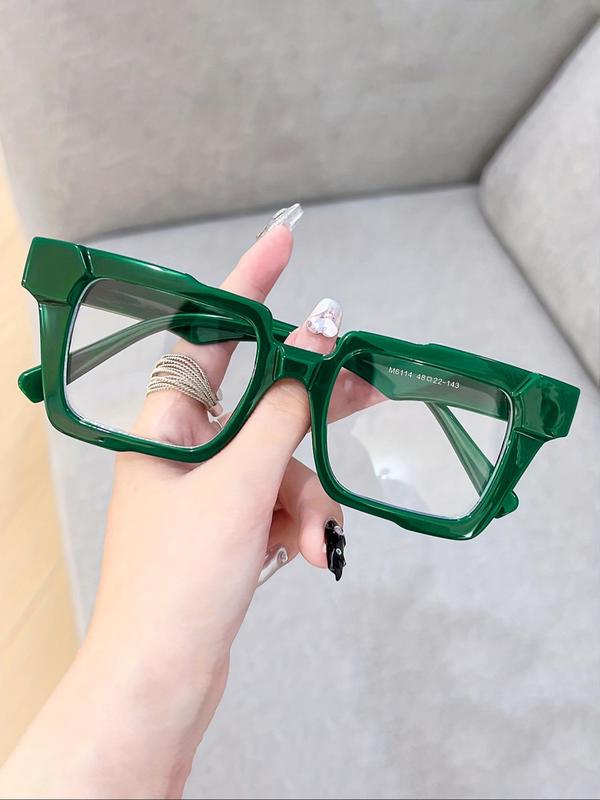 Women's Street Trend Square Frame Eyeglasses for Everyday Use, Trendy Candy Color Block Y2k Eyeglasses, Streetwear, Versatile Decorative Eyeglasses, Cool Female Accessories for Daily Use